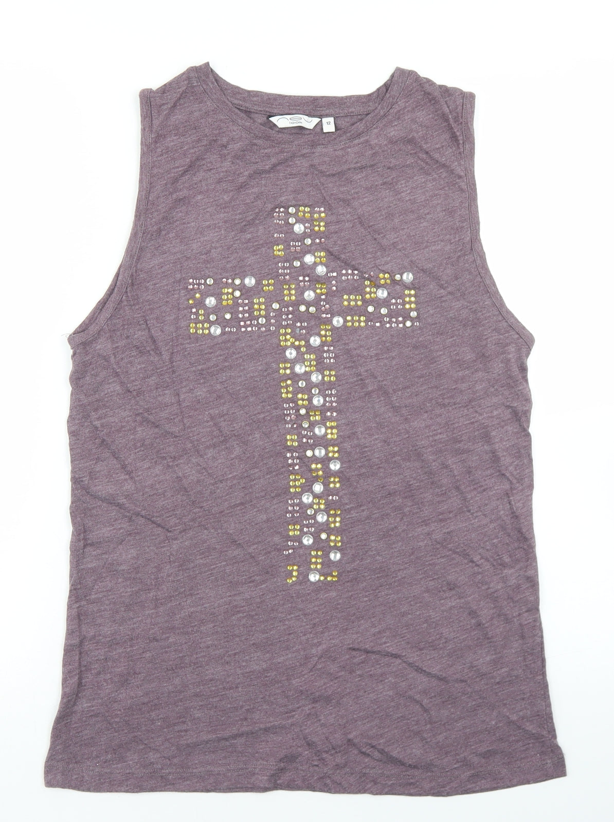 Womens UK Size 12 New Look Purple Basic Tank