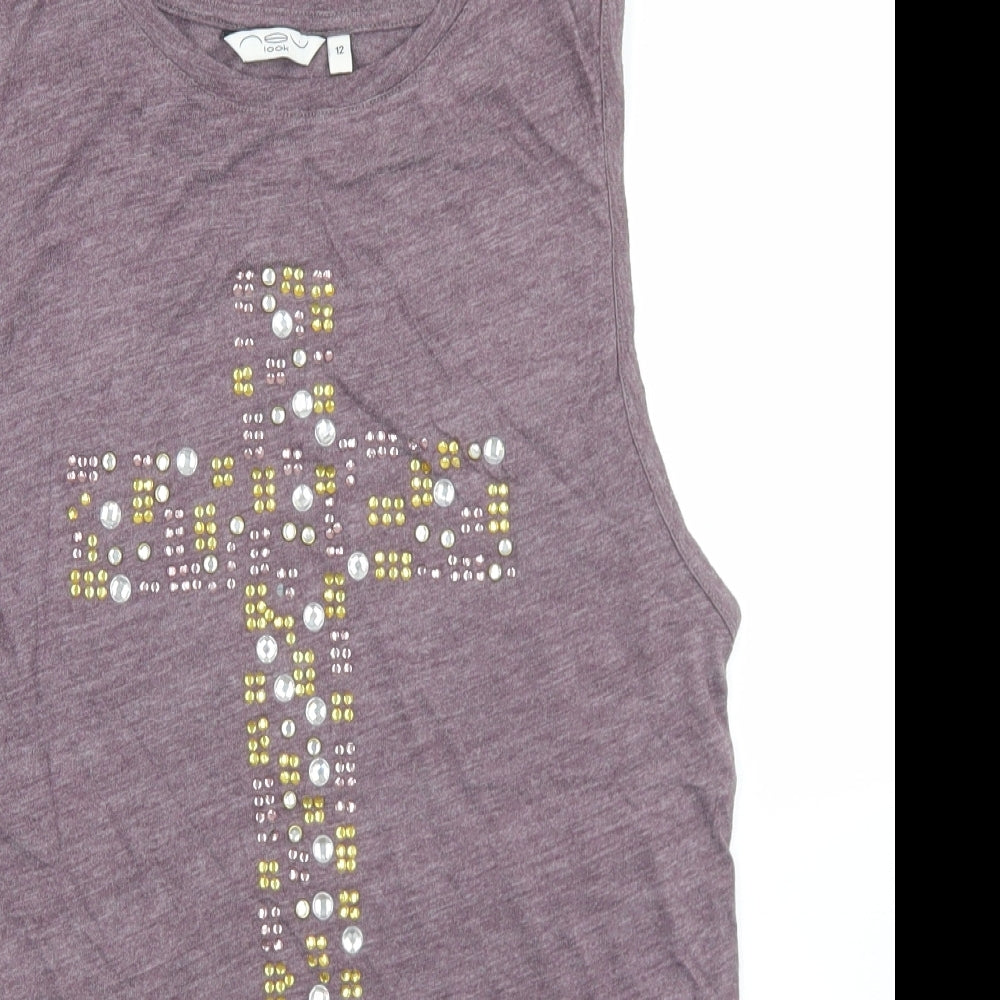 Womens UK Size 12 New Look Purple Basic Tank