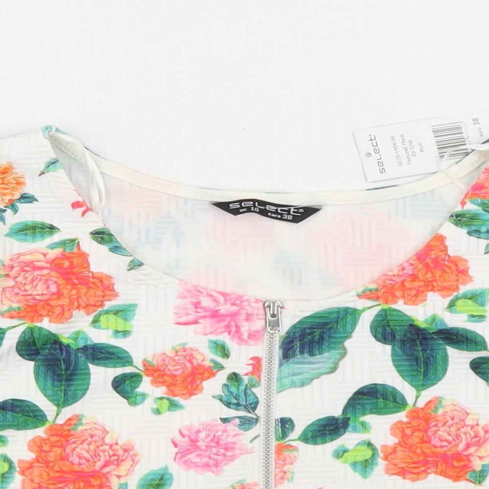 Womens UK Size 10 Select White Cropped T-Shirt