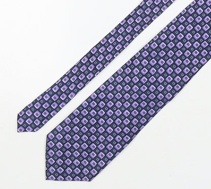 Gianni Ricci Mens Purple Geometric Silk Pointed Tie One Size