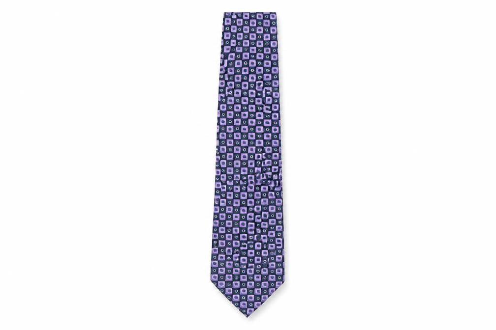 Front view of Gianni Ricci men’s purple geometric silk pointed tie one size