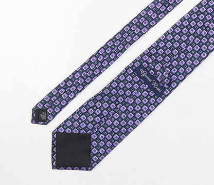 Gianni Ricci Mens Purple Geometric Silk Pointed Tie One Size