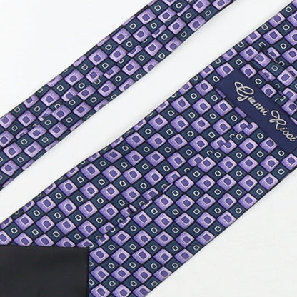 Gianni Ricci Mens Purple Geometric Silk Pointed Tie One Size