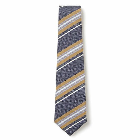 Front view of Preworn men’s multicoloured striped silk pointed tie one size