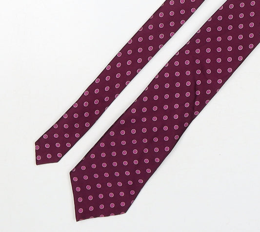 Marks and Spencer Mens Purple Polka Dot Silk Pointed Tie One Size