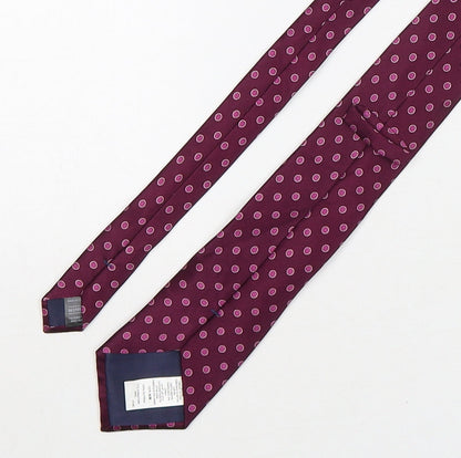 Marks and Spencer Mens Purple Polka Dot Silk Pointed Tie One Size