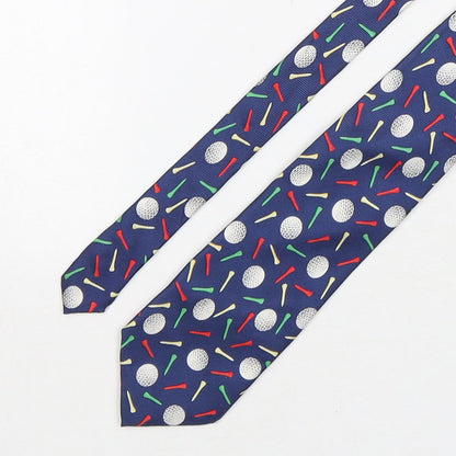 Soprano Mens Multicoloured Geometric Silk Pointed Tie One Size - Golf