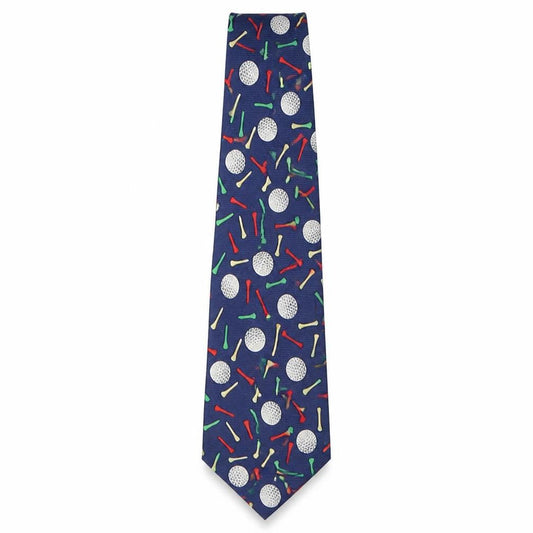 Front view of Soprano men’s multicoloured geometric silk pointed tie one size - golf