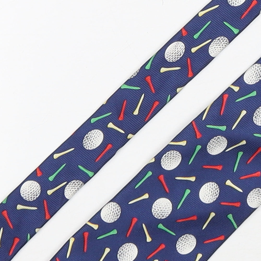Soprano Mens Multicoloured Geometric Silk Pointed Tie One Size - Golf