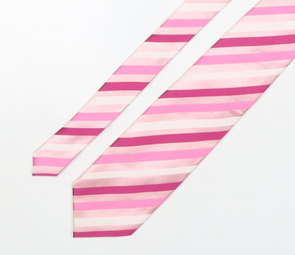 NEXT Mens Pink Striped Polyester Pointed Tie One Size