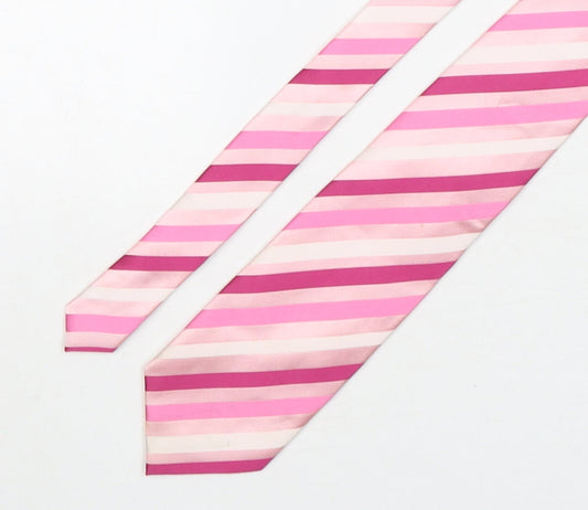 NEXT Mens Pink Striped Polyester Pointed Tie One Size