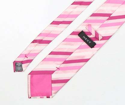 NEXT Mens Pink Striped Polyester Pointed Tie One Size