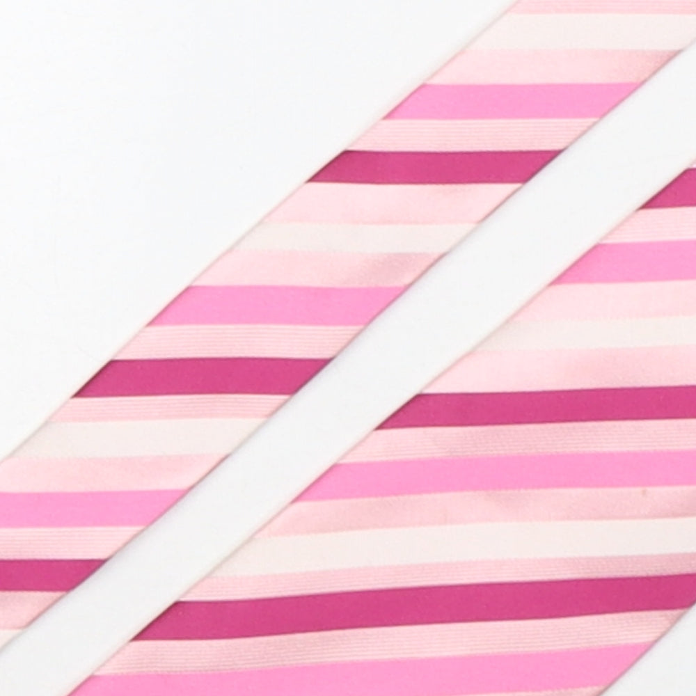 NEXT Mens Pink Striped Polyester Pointed Tie One Size