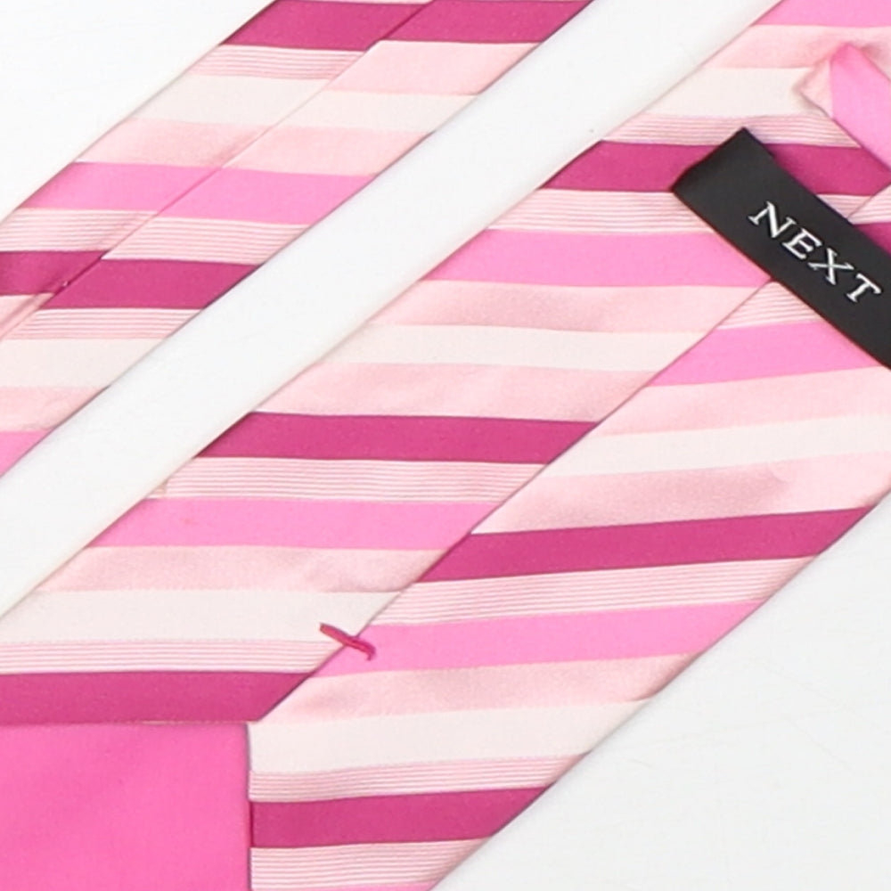 NEXT Mens Pink Striped Polyester Pointed Tie One Size