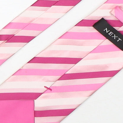 NEXT Mens Pink Striped Polyester Pointed Tie One Size