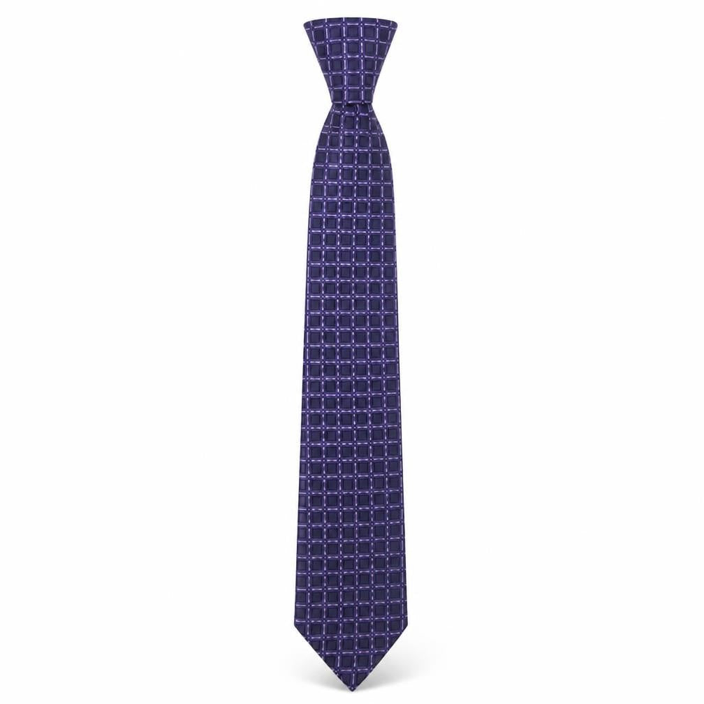 Front view of Debenhams men’s purple plaids & checks polyester pointed tie one size