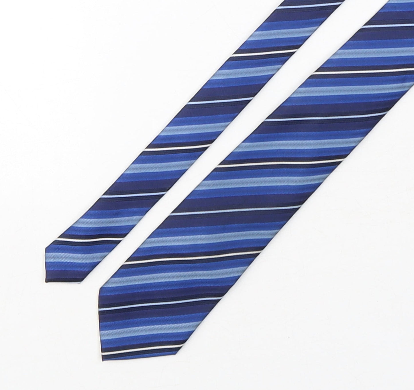 NEXT Mens Blue Striped Polyester Pointed Tie One Size