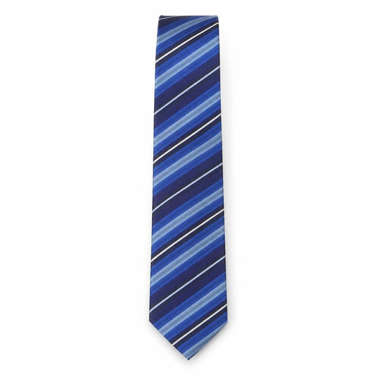 Front view of Next men’s blue striped polyester pointed tie one size