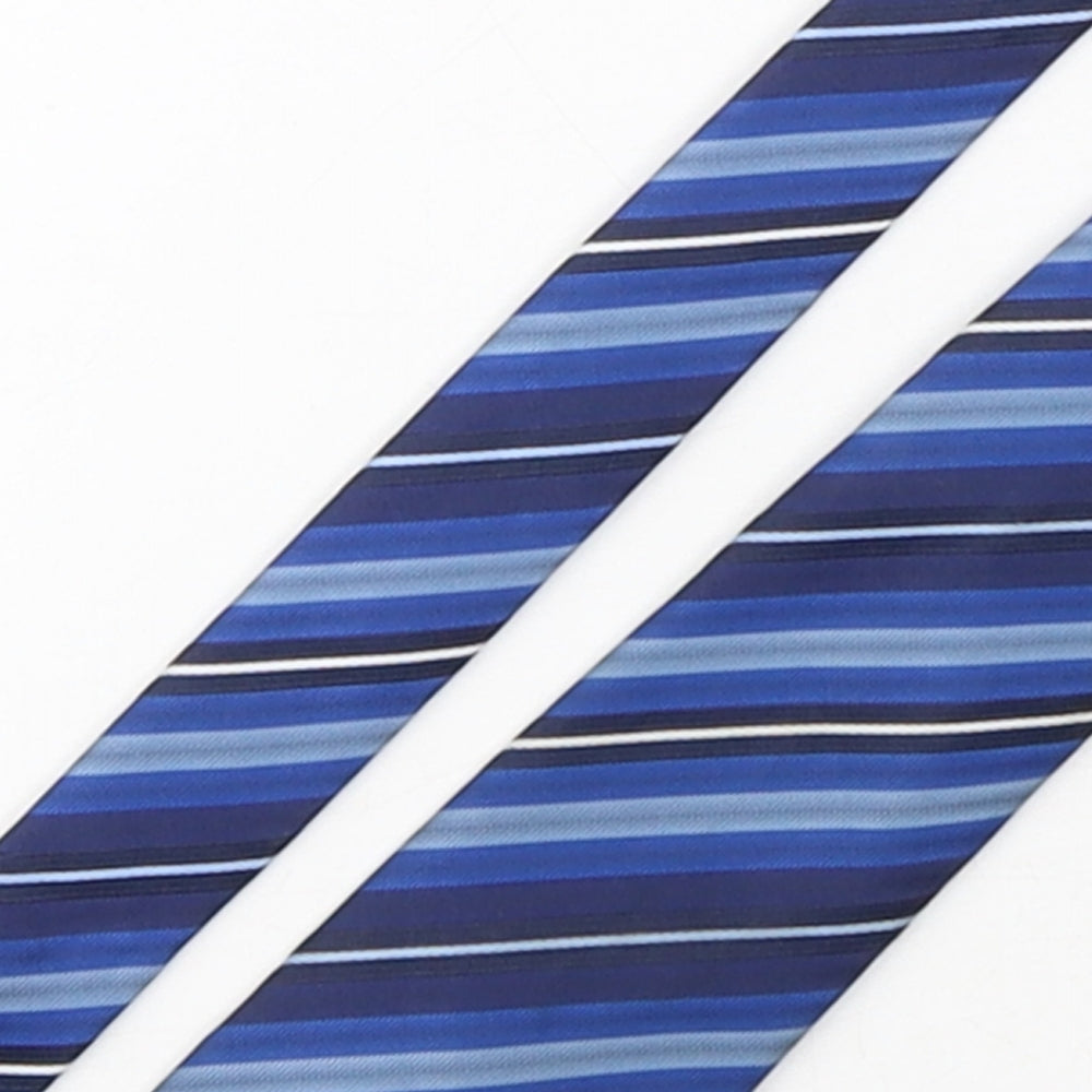 NEXT Mens Blue Striped Polyester Pointed Tie One Size
