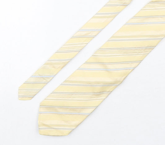 NEXT Mens Beige Striped Silk Pointed Tie One Size