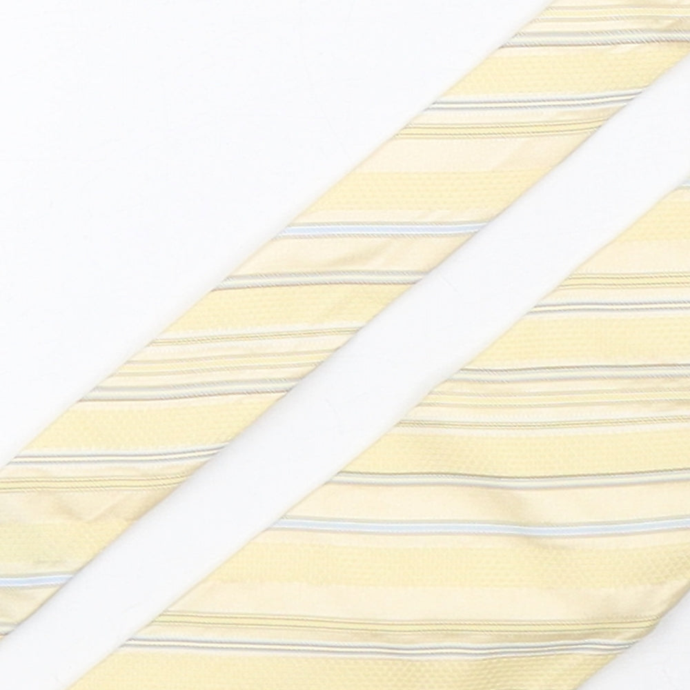 NEXT Mens Beige Striped Silk Pointed Tie One Size