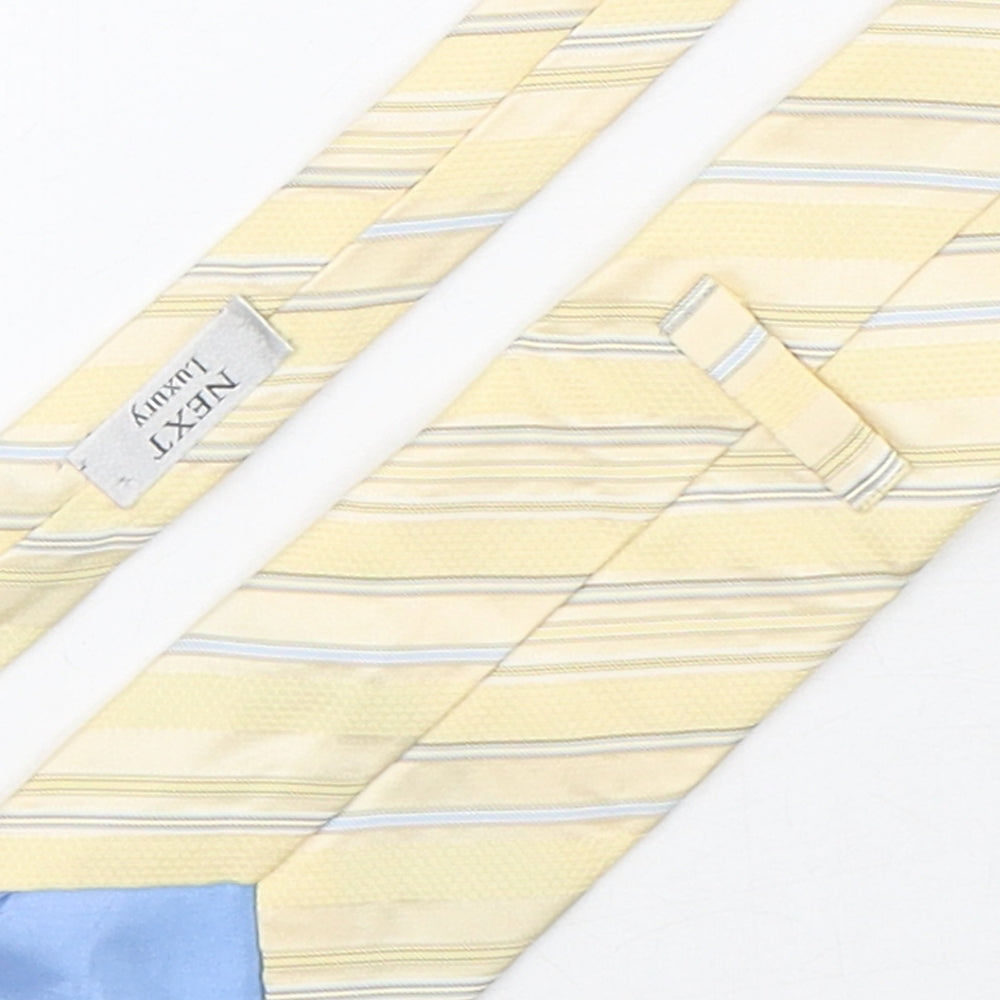 NEXT Mens Beige Striped Silk Pointed Tie One Size