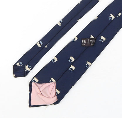 Ernex Mens Blue Geometric Polyester Pointed Tie One Size - Pig print