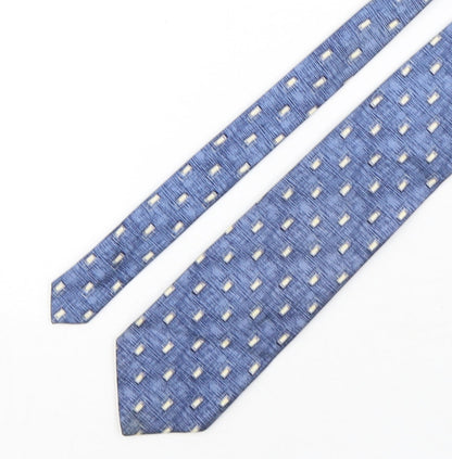 Marks and Spencer Mens Blue Geometric Silk Pointed Tie One Size