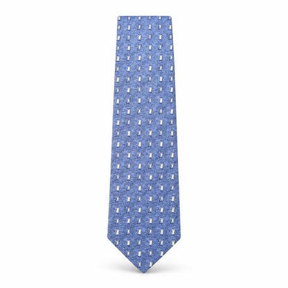 Front view of Marks & Spencer men’s blue geometric silk pointed tie one size