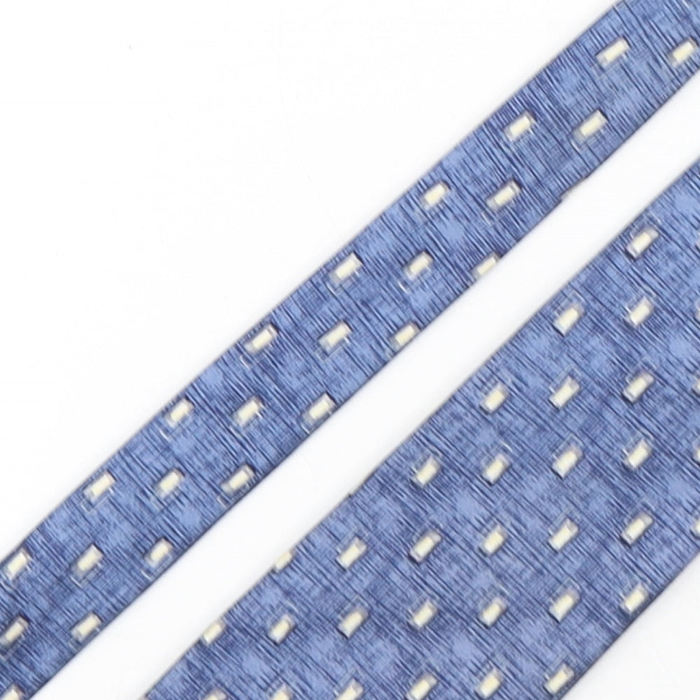 Marks and Spencer Mens Blue Geometric Silk Pointed Tie One Size