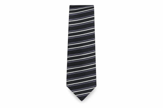 Front view of Hutson Harbour men’s multicoloured striped polyester pointed tie one size