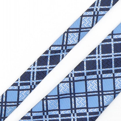 Close-up detail of Boots men’s blue plaids & checks polyester pointed tie one size