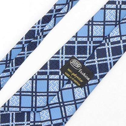 Brand and care label for Boots men’s blue plaids & checks polyester pointed tie one size