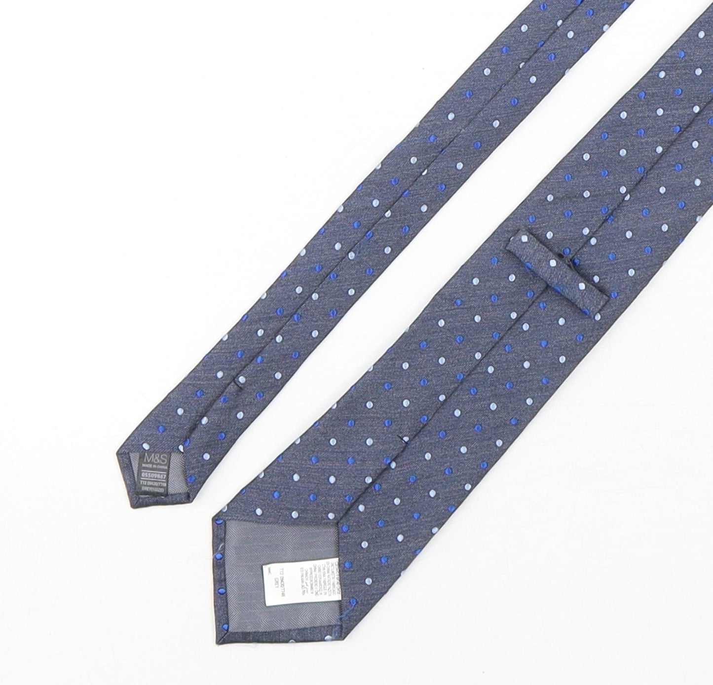 Marks and Spencer Mens Grey Polka Dot Silk Pointed Tie One Size