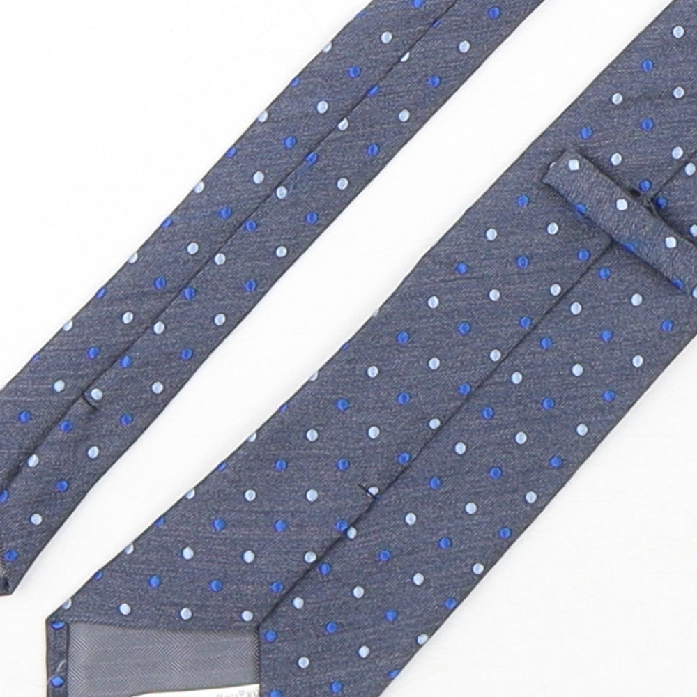 Marks and Spencer Mens Grey Polka Dot Silk Pointed Tie One Size