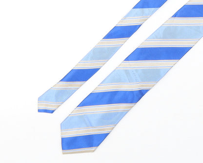 Sean John Mens Blue Striped Silk Pointed Tie One Size