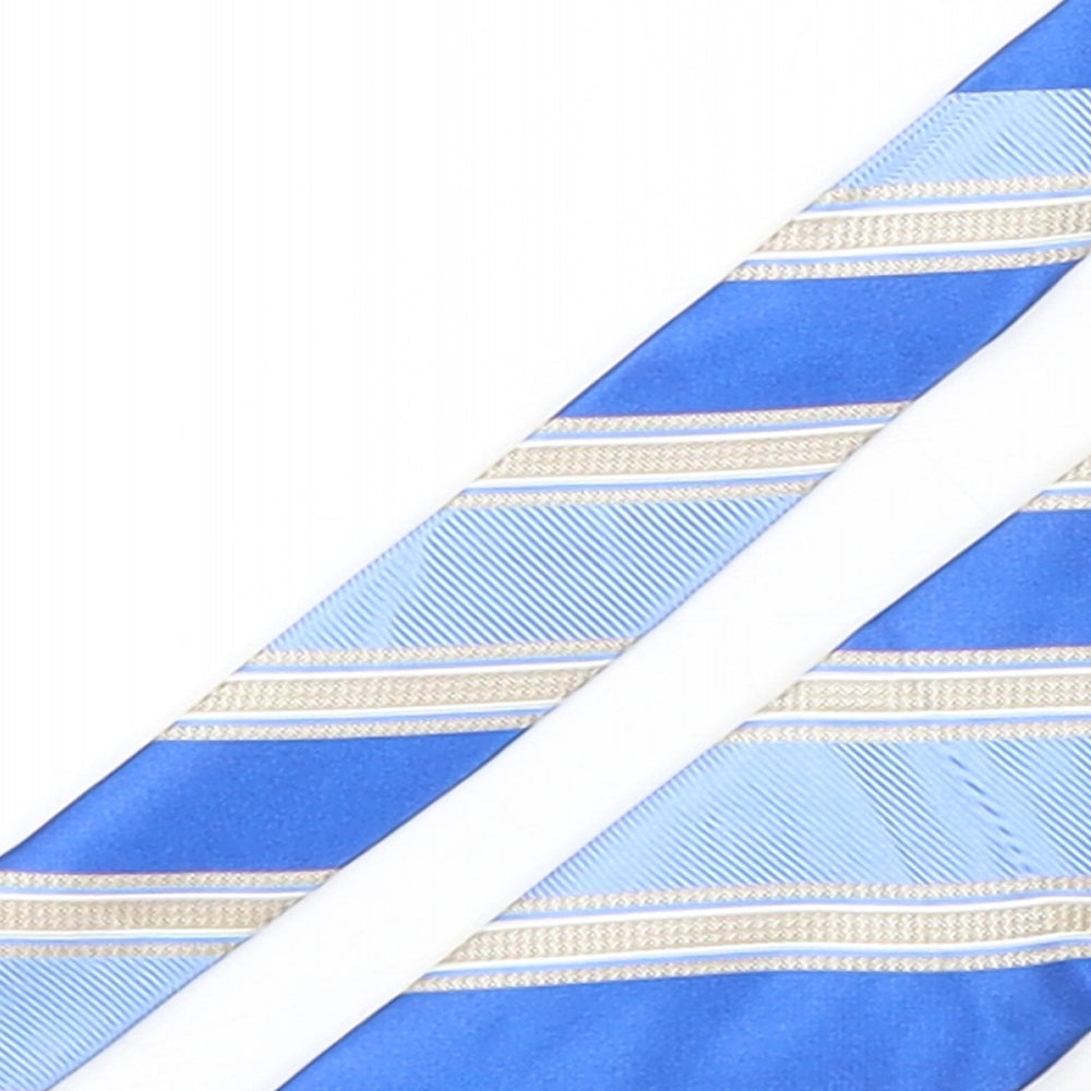 Sean John Mens Blue Striped Silk Pointed Tie One Size