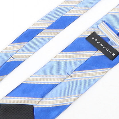 Sean John Mens Blue Striped Silk Pointed Tie One Size