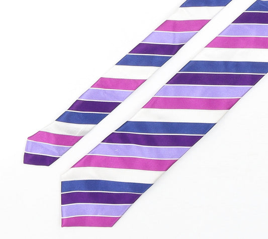 Marks and Spencer Mens Multicoloured Striped Silk Pointed Tie One Size