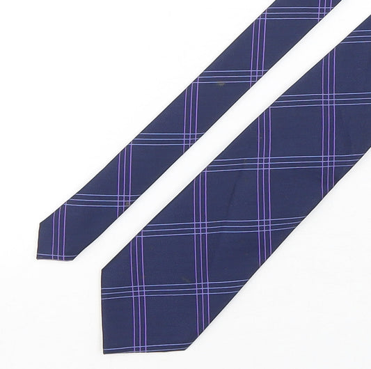 Michelsons Mens Purple Plaids & Checks Polyester Pointed Tie One Size