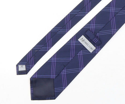 Michelsons Mens Purple Plaids & Checks Polyester Pointed Tie One Size