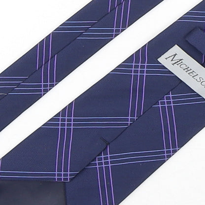 Michelsons Mens Purple Plaids & Checks Polyester Pointed Tie One Size