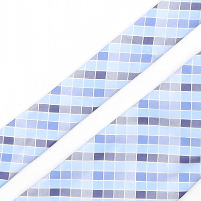 Michelsons Mens Blue Plaids & Checks Polyester Pointed Tie One Size