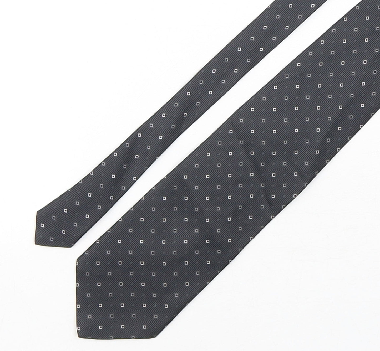 NEXT Mens Black Geometric Silk Pointed Tie One Size