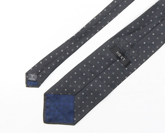 NEXT Mens Black Geometric Silk Pointed Tie One Size