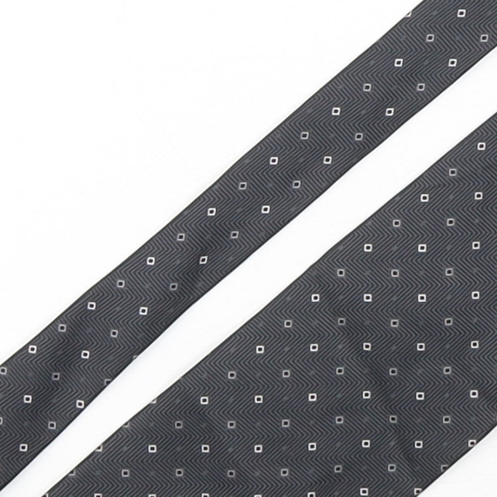 NEXT Mens Black Geometric Silk Pointed Tie One Size