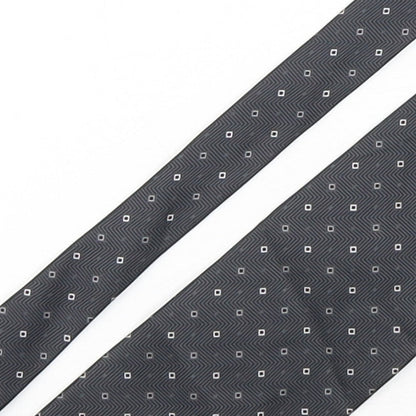 NEXT Mens Black Geometric Silk Pointed Tie One Size