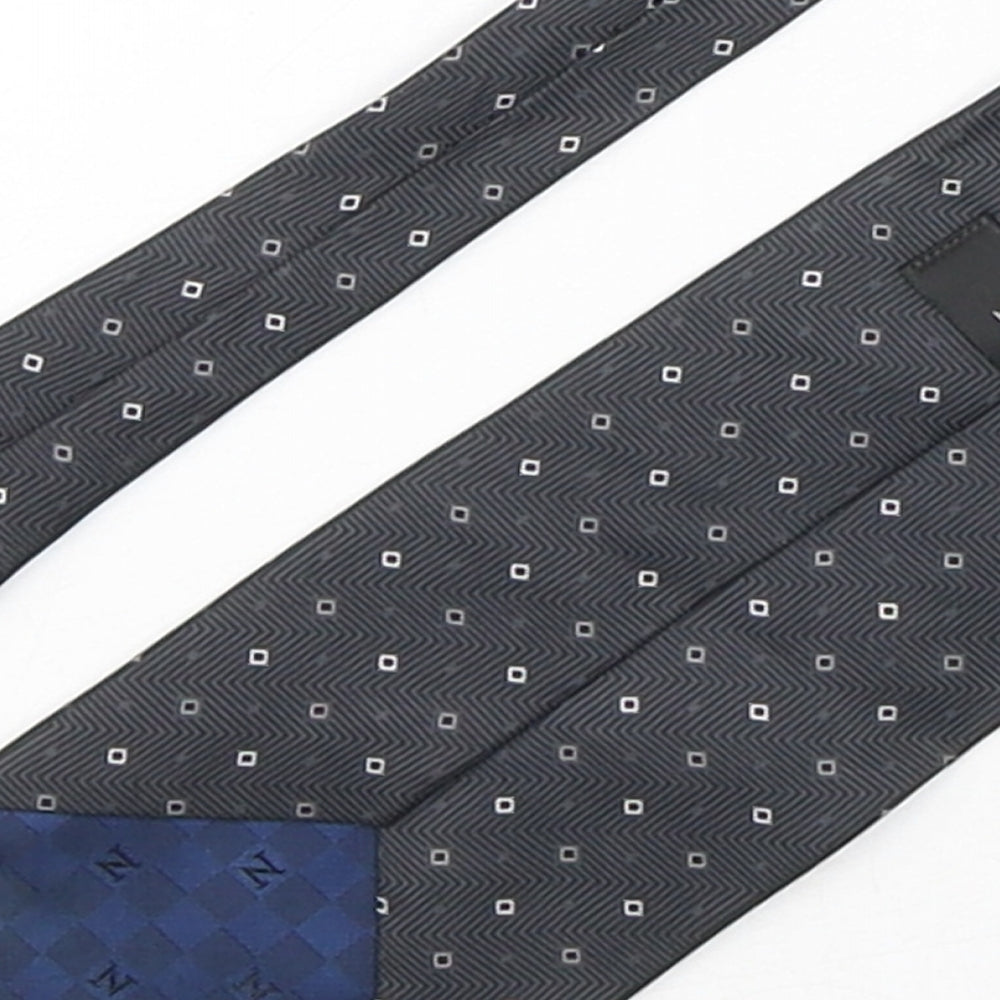 NEXT Mens Black Geometric Silk Pointed Tie One Size