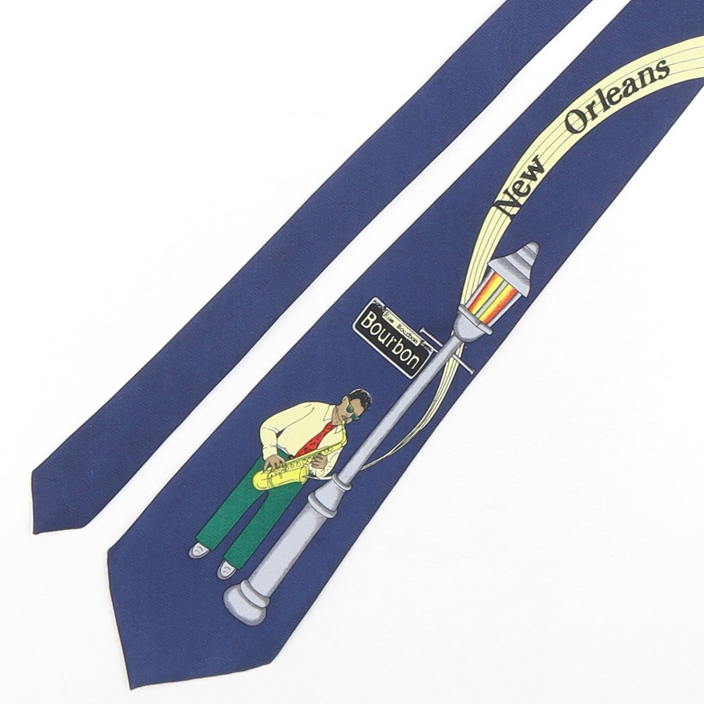 Museo Mens Blue Geometric Polyester Pointed Tie One Size - New Orleans