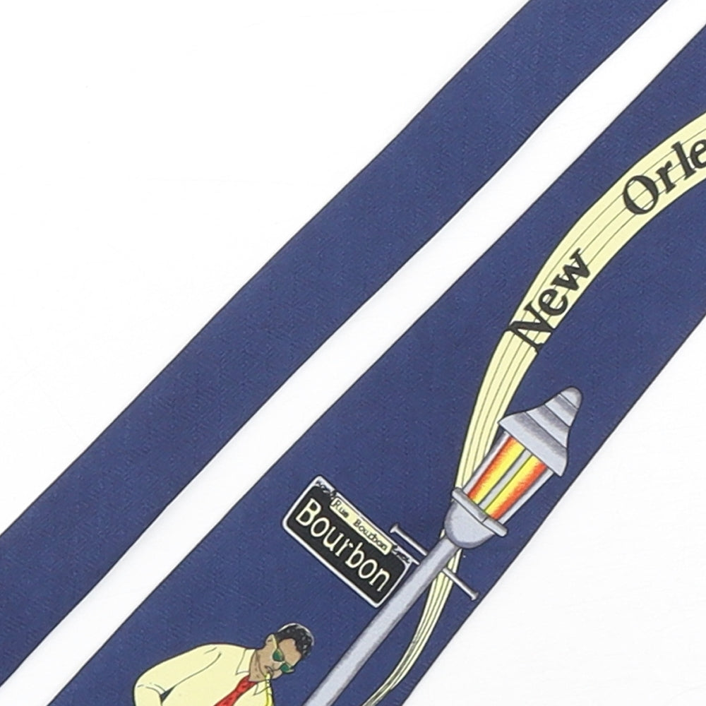 Museo Mens Blue Geometric Polyester Pointed Tie One Size - New Orleans